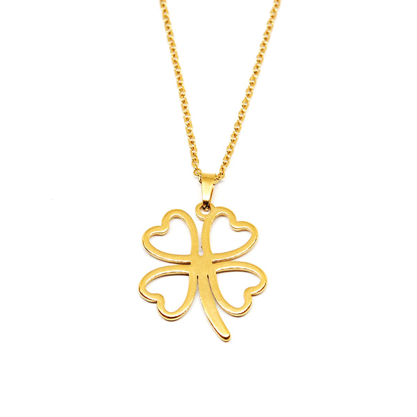 925 Silver Lucky Four-Leaf Clover Gold-Plated Necklace - Find U Rings®  Philippines