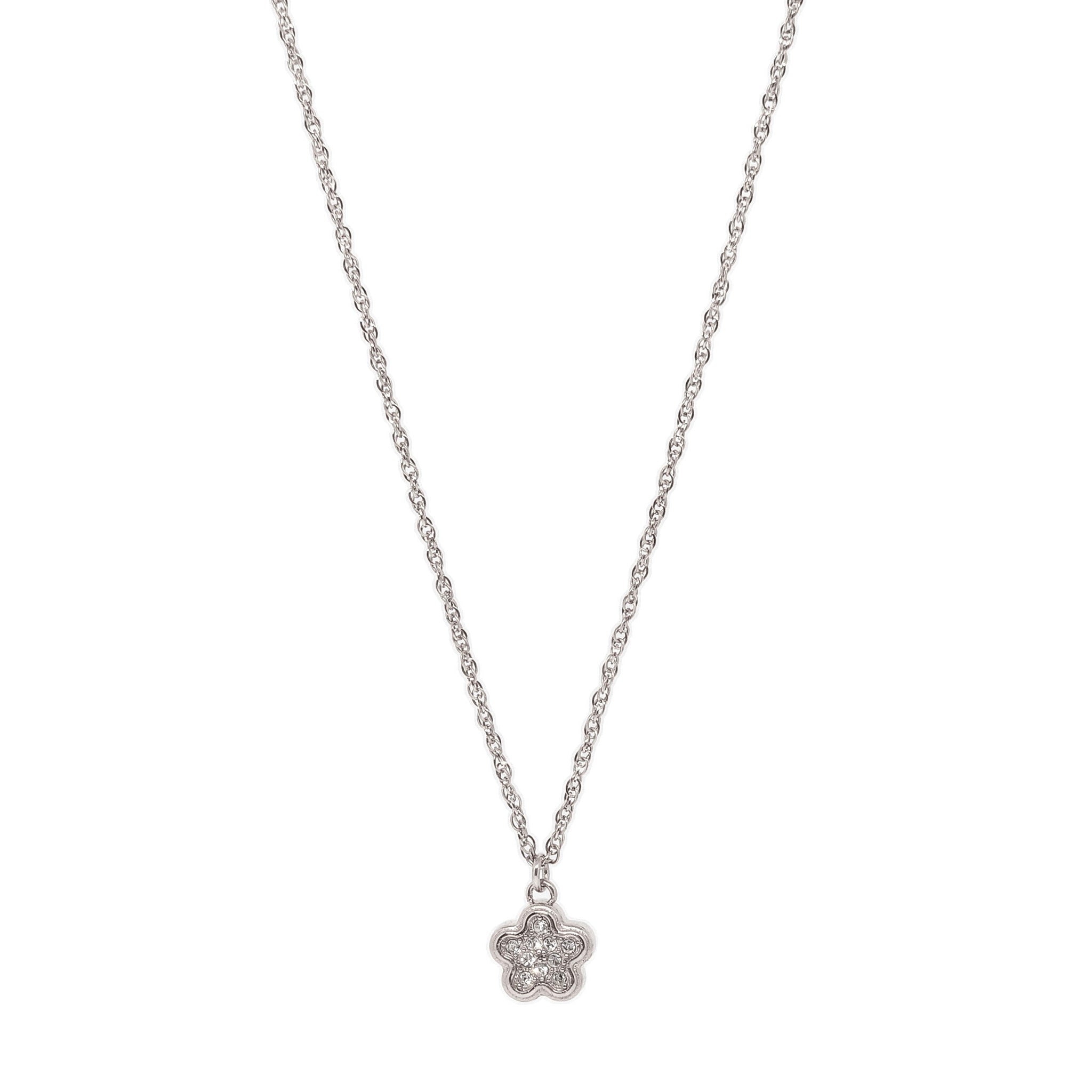 ESN 8191: Enclosed Cz-Studded Flower Necklace (45cm+5cm Ch)