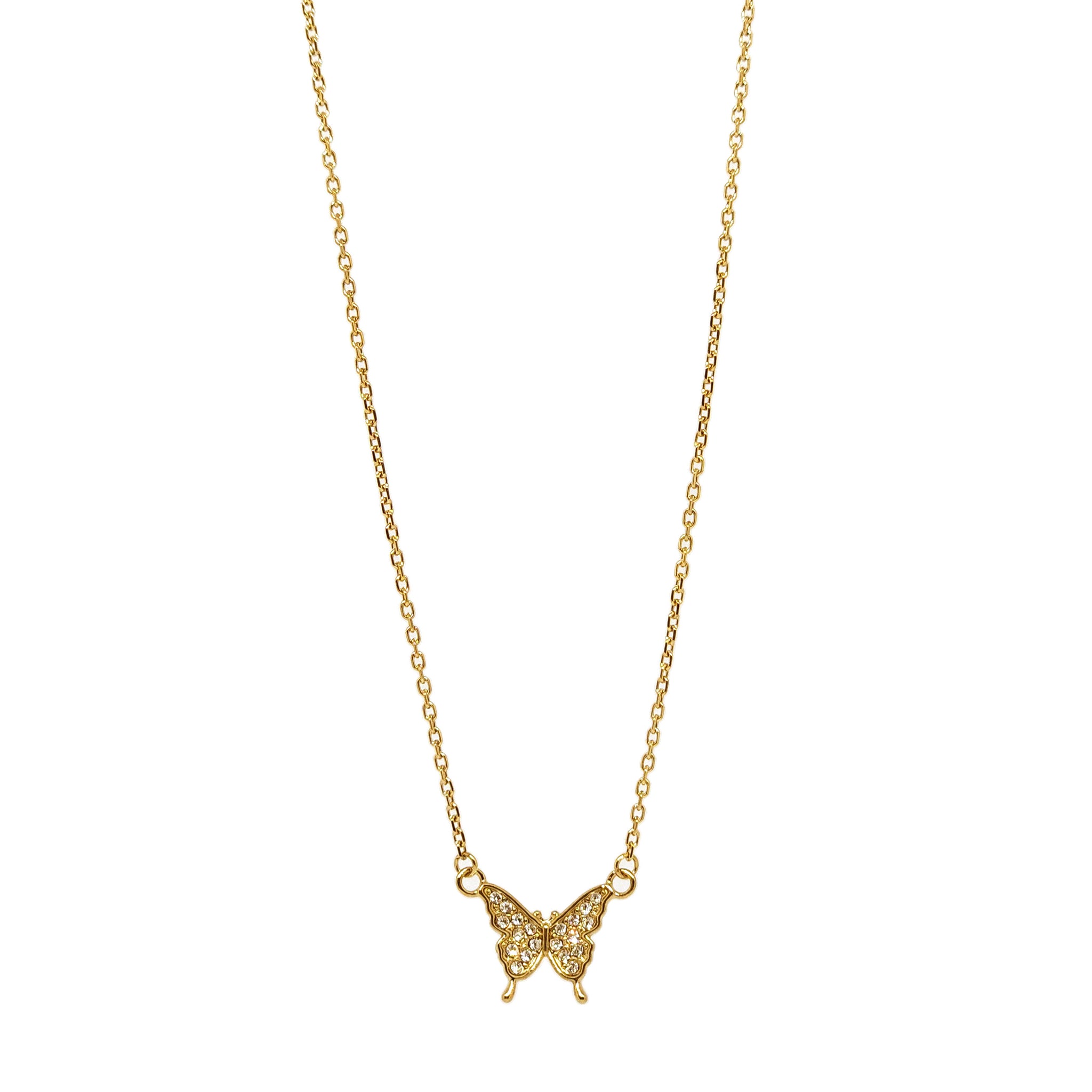 ESN 8194: All IPG Cz-Studded Solo Butterfly Necklace (45cm+5cm Ch)