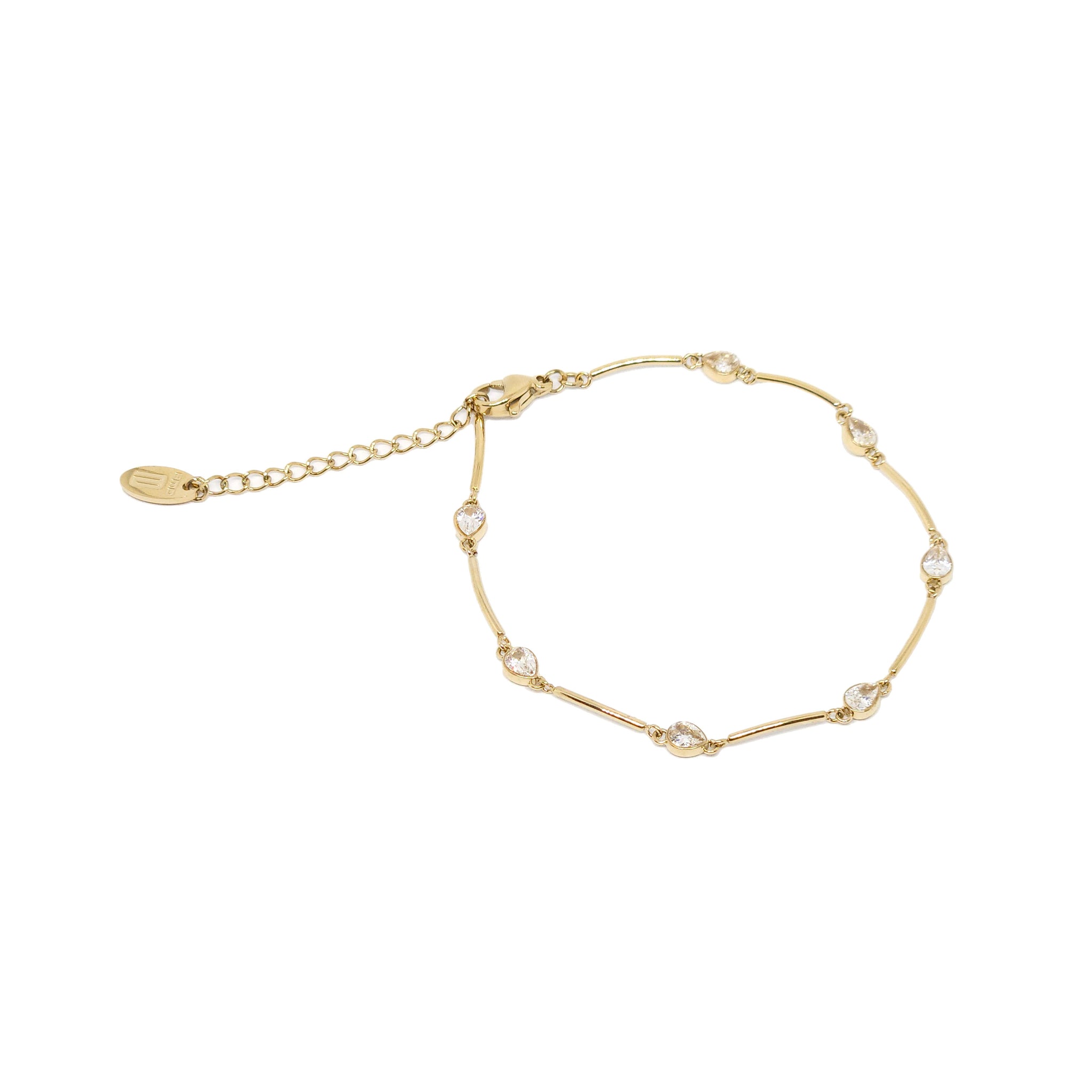 ESBL 8270: All IPG Baby Teardrop Cz & Bar Bracelet