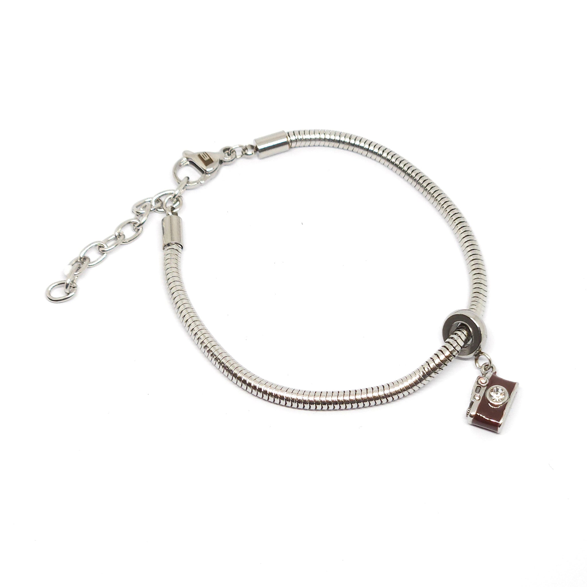 ESBL 8282: Adjustable Steel Blet w/ Camera Charm Bracelet