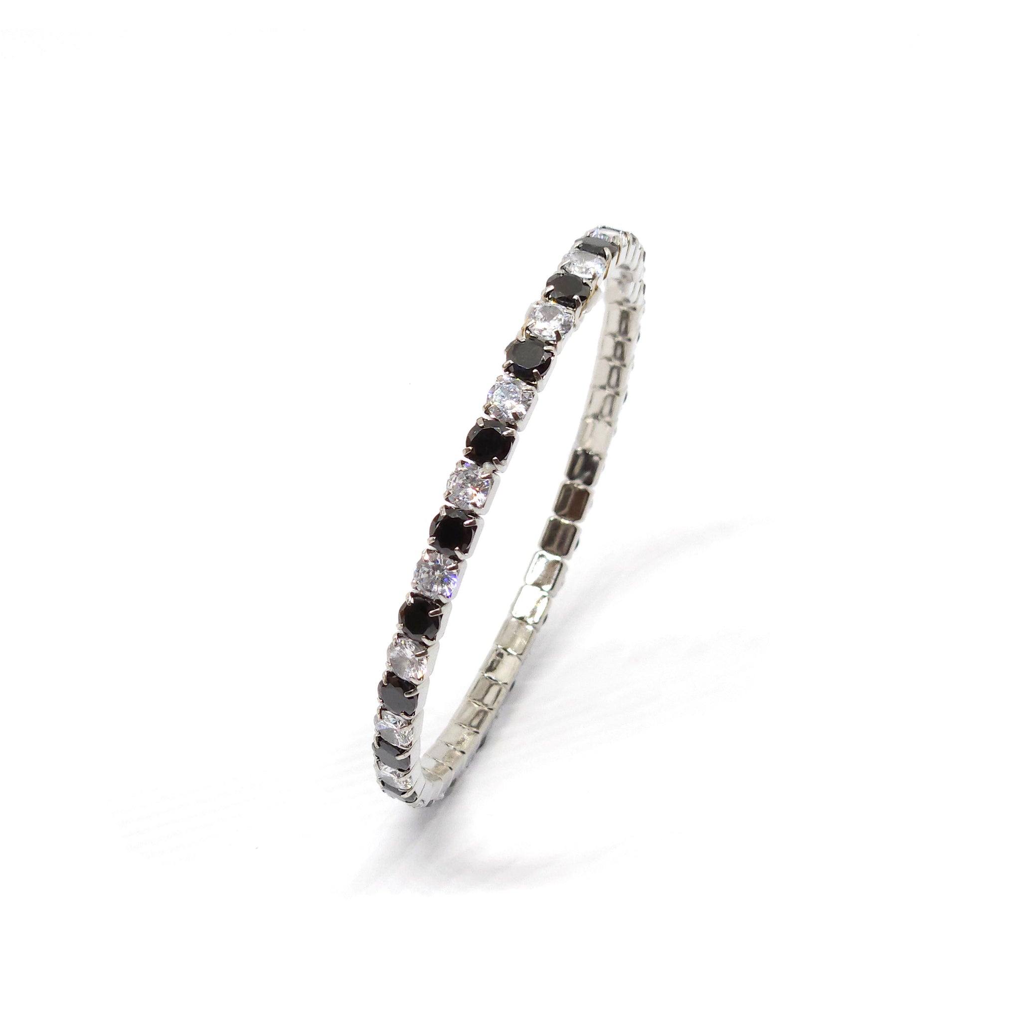 ESBL 8347: Black & Bright White Cz Adjustable Bracelet