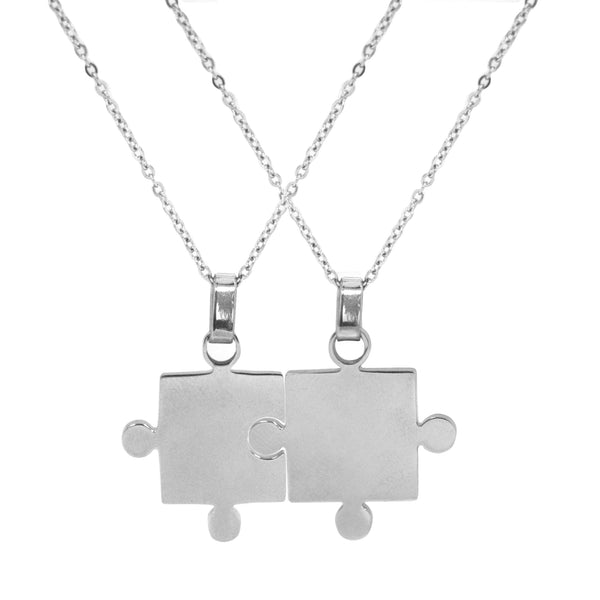 ESN 6085: Couple Jigsaw Necklace w/ 17.5
